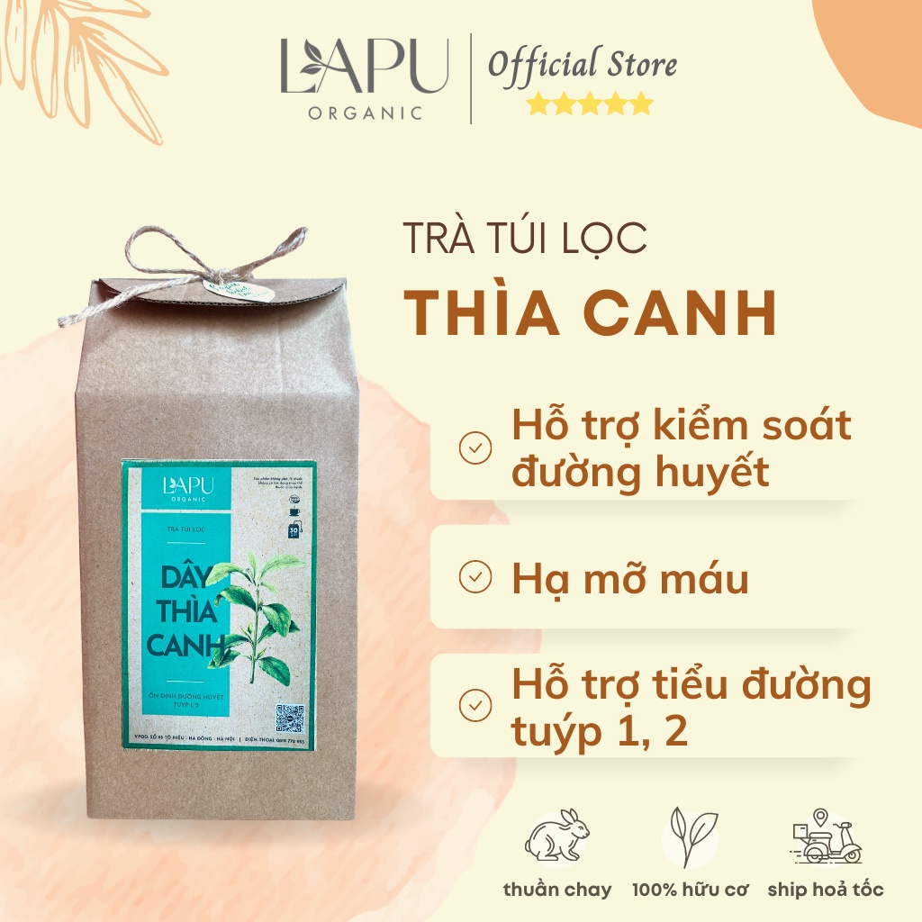 Trà dây thìa canh túi lọc - Trà hạ đường huyết giảm mỡ máu, Cholesteron, ngăn ngừa tiểu đường -100% thiên nhiên
