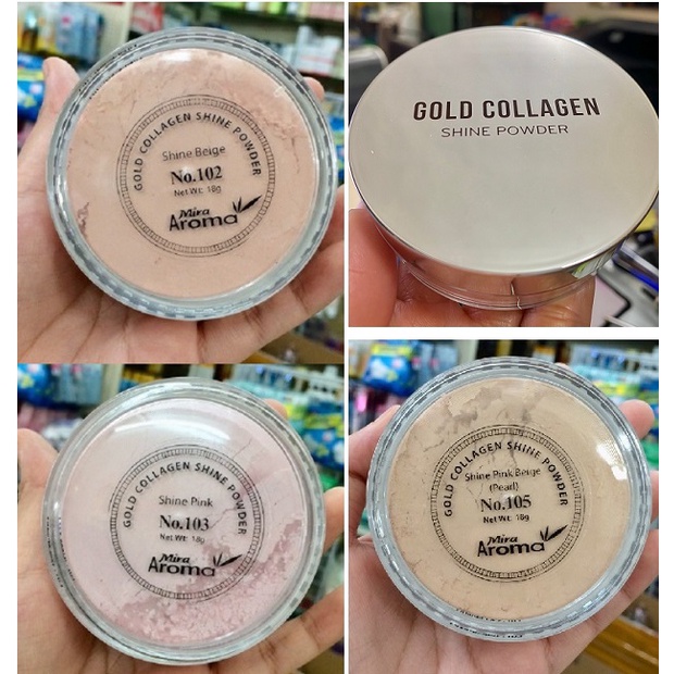 Phấn Phủ Dạng Bột Kềm Dầu Cho Da Láng Mịn Mira Aroma Gold Collagen Shine Powder 18g