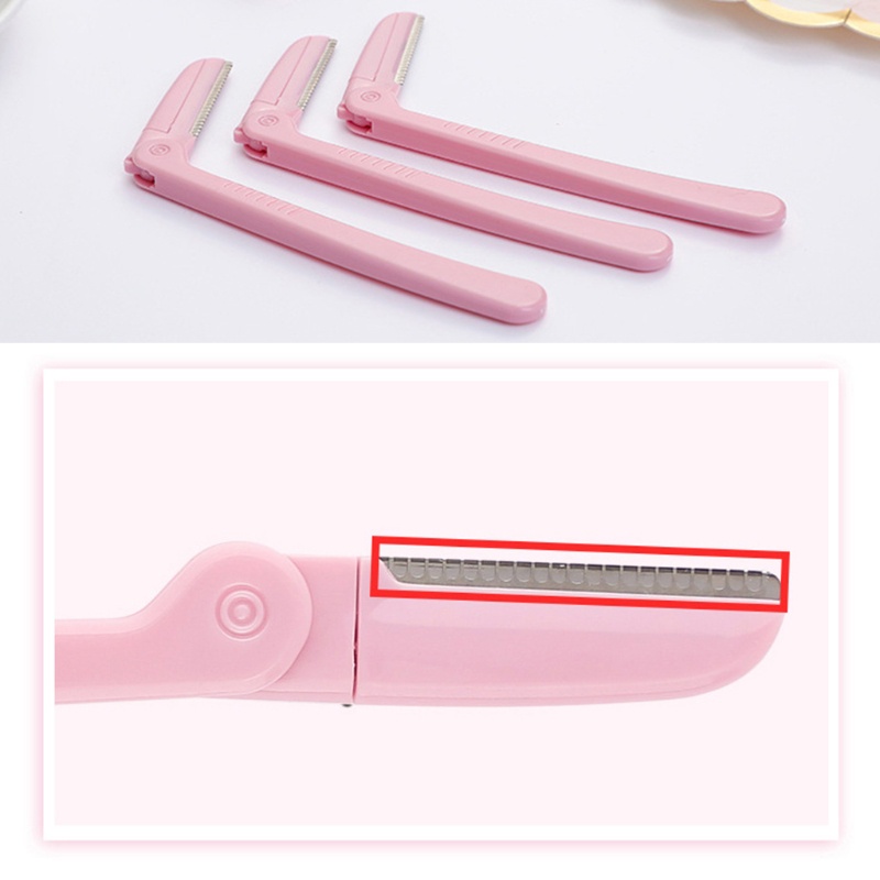 Set 3 Dao Cạo Lông Mày Bằng Thép Không Gỉ Có Thể Gấp Gọn Tiện Lợi