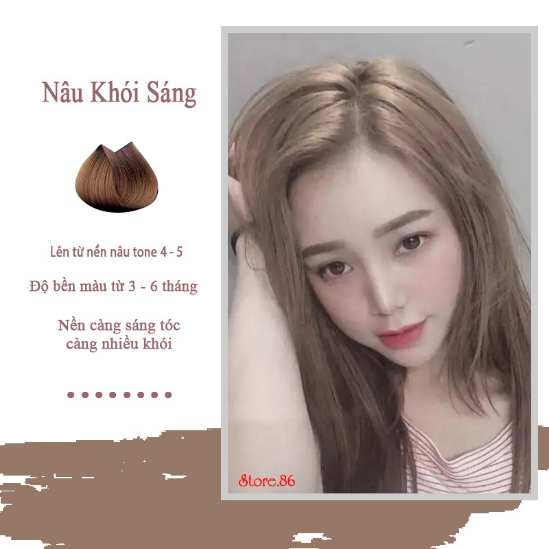 Thuốc nhuộm tóc màu Nâu Khói Sáng  màu nhuộm lên chuẩn tone kem nhuộm an toàn không sót da đầu trong khi nhuộm
