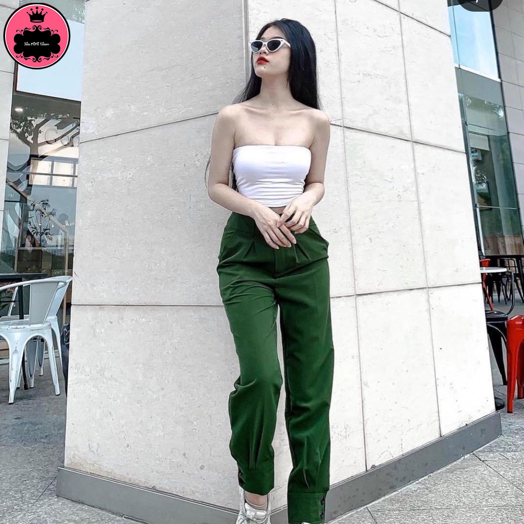 Áo Croptop Không Dây Không Tay Ôm Dáng Màu Trắng Đen Freesize Dưới 55kg "ÁO QUÂY" | BigBuy360 - bigbuy360.vn