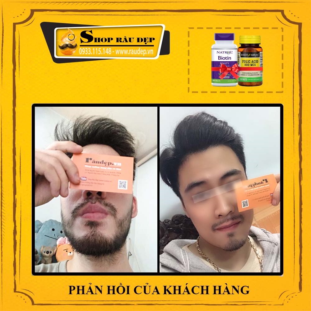 Combo Hỗ Trợ Mọc Râu Nhanh Đen Biotin & Folic