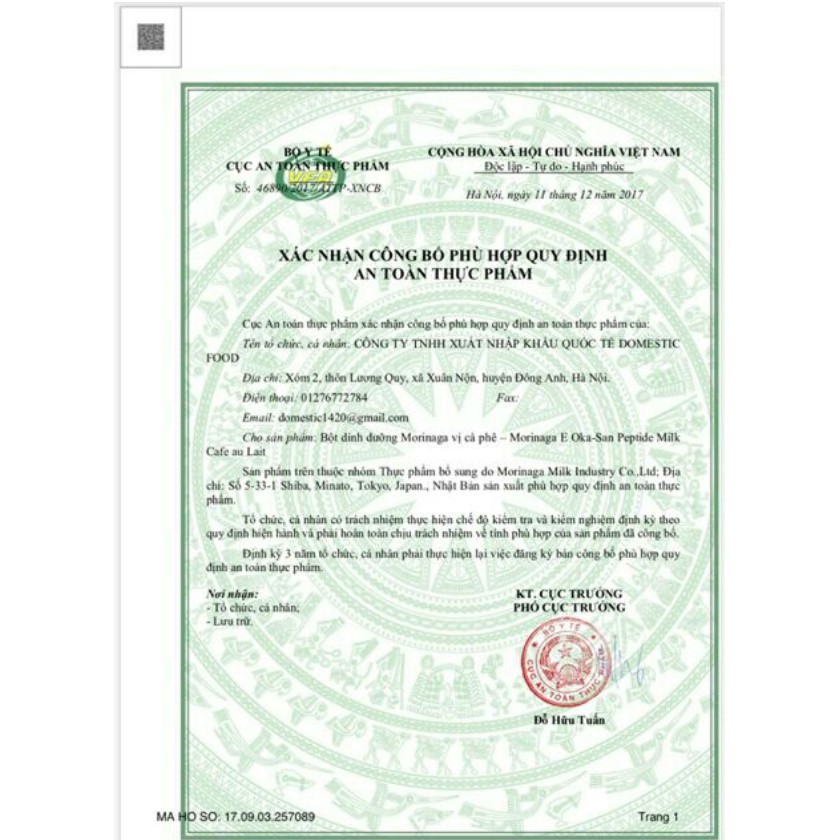 Sữa bầu Morinaga (216g) gồm 18gr x 12 gói Date tháng 4/2024