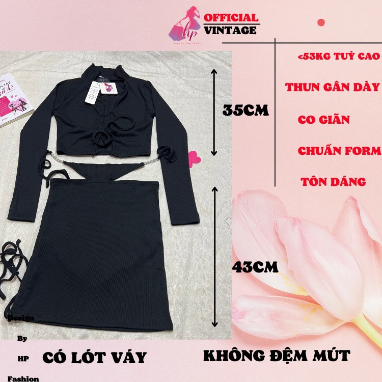 Set váy áo sang chảnh áo croptop rút ngực cổ bẻ kèm váy dây rút 1 bên cột lưng kiểu hàn quốc mã VD319
