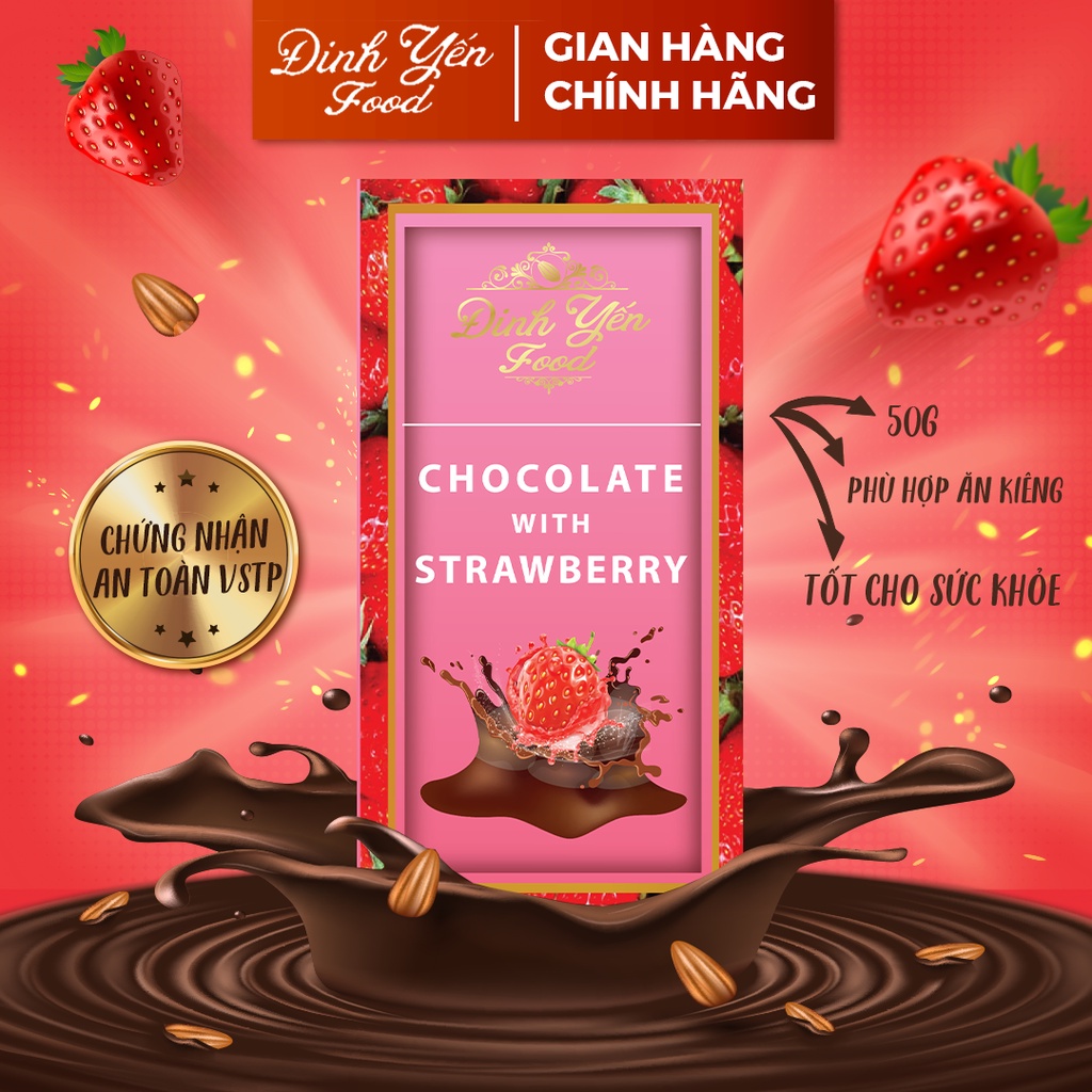 Socola Mix dâu tây DinhYen 50g đồ ăn vặt siêu ngon giá rẻ