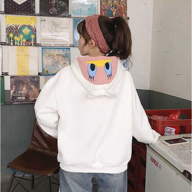 ÁO HOODIE VỊT THÊU DAISY DUCK MŨ SAU XANH HỒNG TRẮNG UNISEX