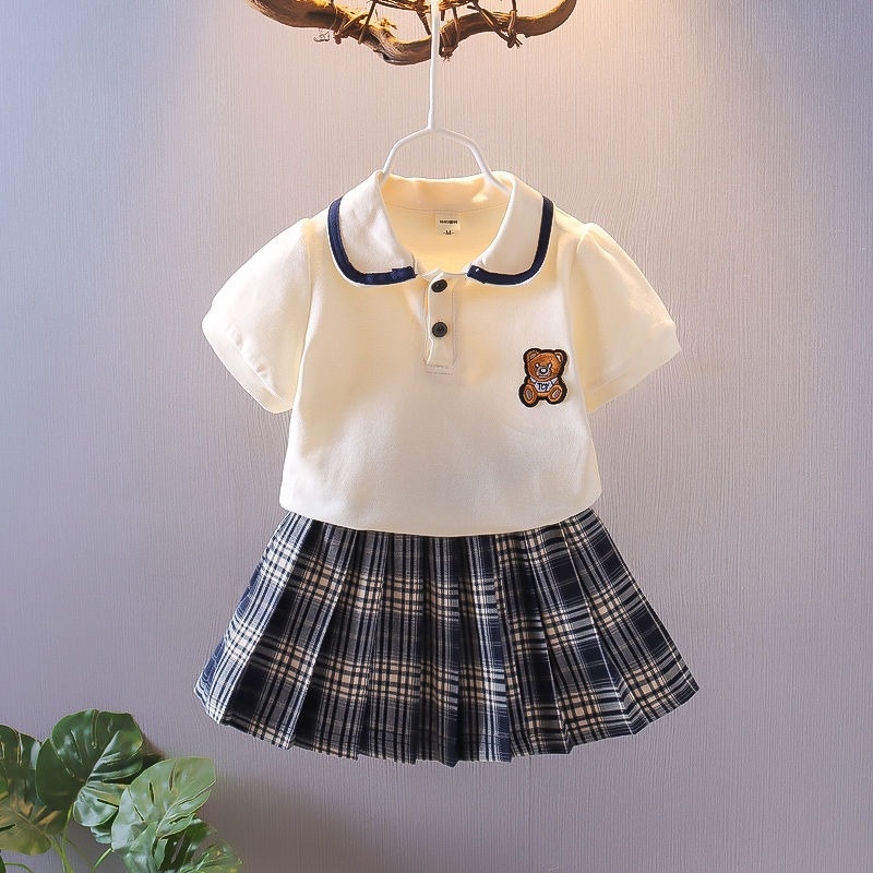 Set Áo Thun Polo Ngắn Tay Và Quần Short Thời Trang Mùa Hè Mới Cho Bé Gái