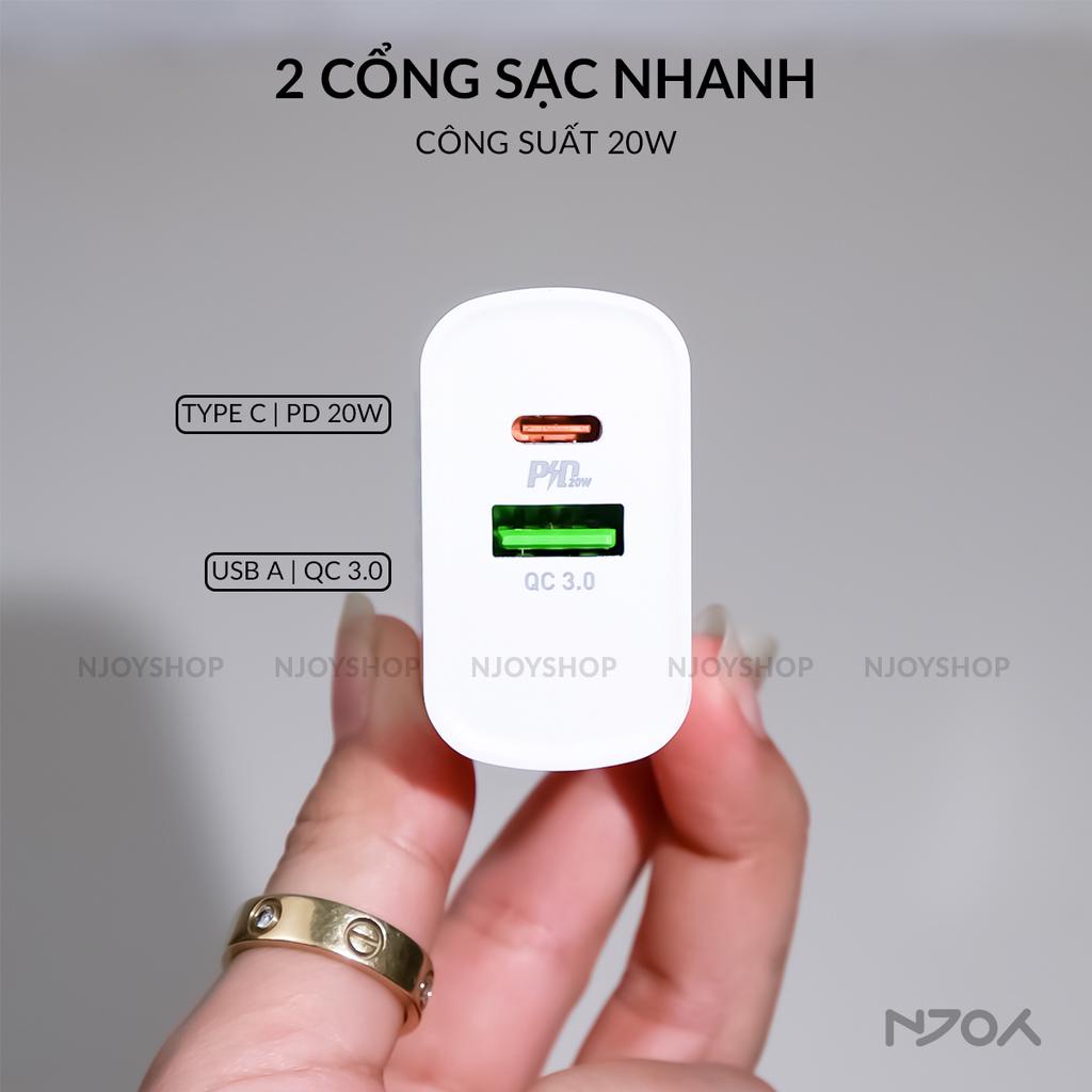 Củ Sạc Nhanh 20w 2 Cổng Type C & Usb A Cho Điện Thoại IP11/12/13/14 Samsung Oppo Njoyshop