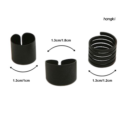 Bộ 3 Nhẫn Hợp Kim Màu Đen Kiểu Dáng Thời Trang