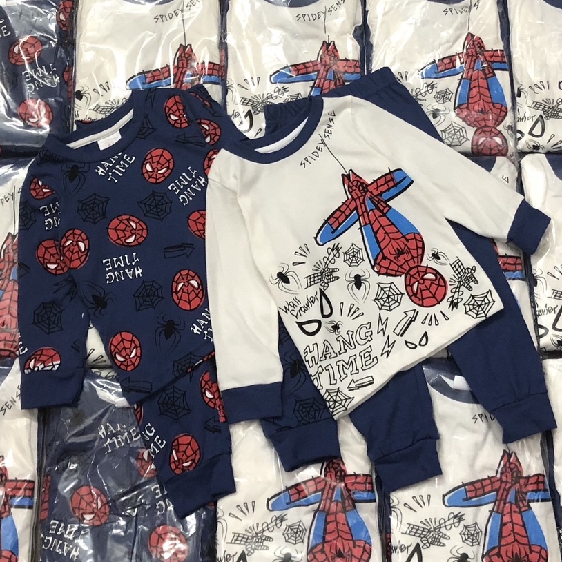 Bộ dài tay cho bé trai - Set 2 bộ cotton dài tay Spiderman Next siêu đẹp cho bé trai size 2-7t