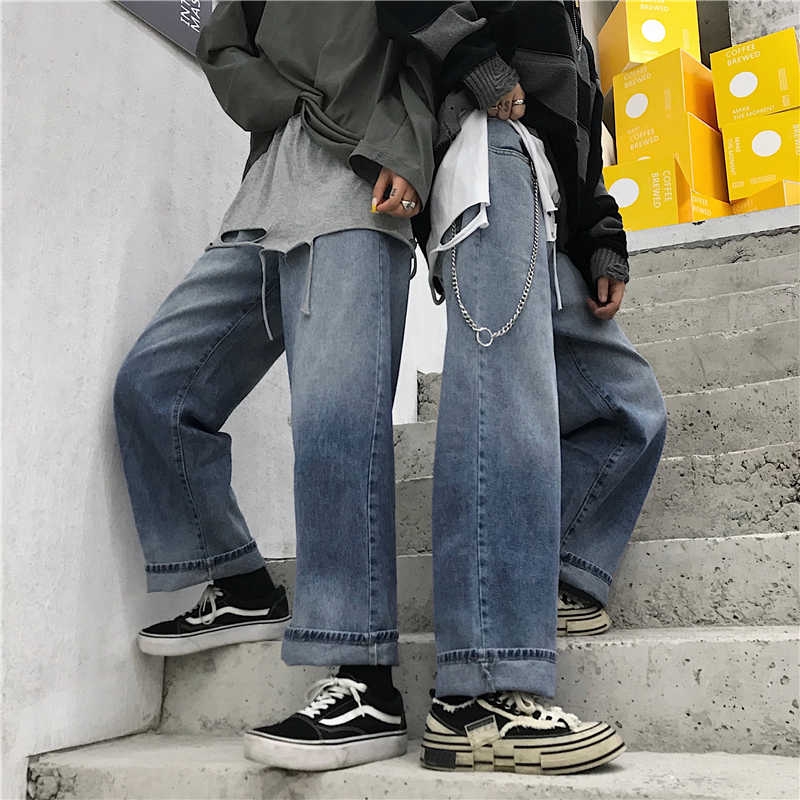 Quần jean ống rộng phối bạc màu phong cách cổ điển | BigBuy360 - bigbuy360.vn