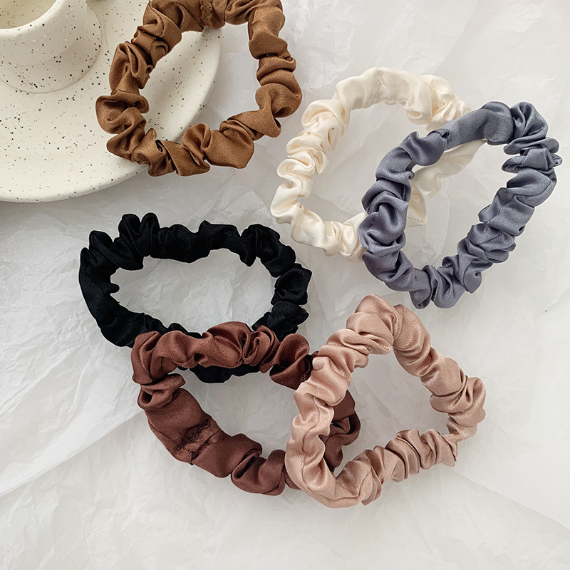 Set 6 dây buộc tóc đuôi ngựa scrunchie satin co giãn thời trang Hàn Quốc cho nữ
