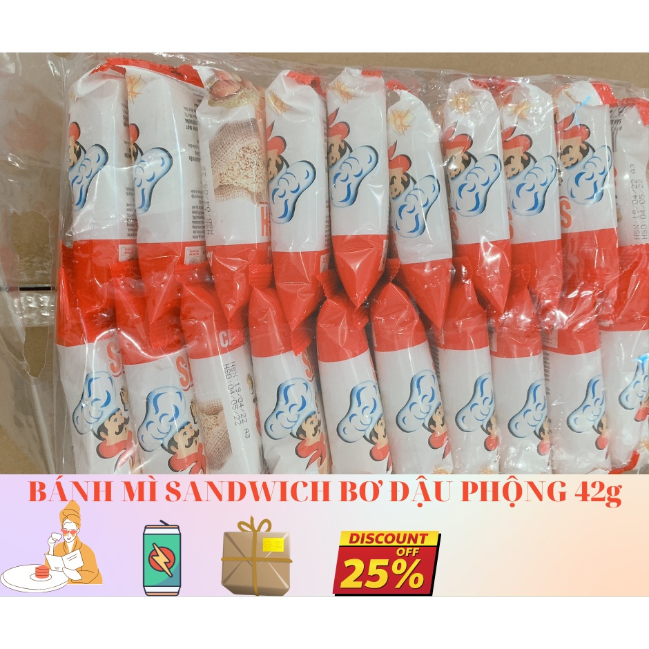 Bánh mì tươi Cao Lợi Hưng,bánh sandwich kẹp bơ đậu phộng_20 cái ăn sáng tiện lợi giá rẻ_bachhoaanhthu_bánh kẹo Việt Nam