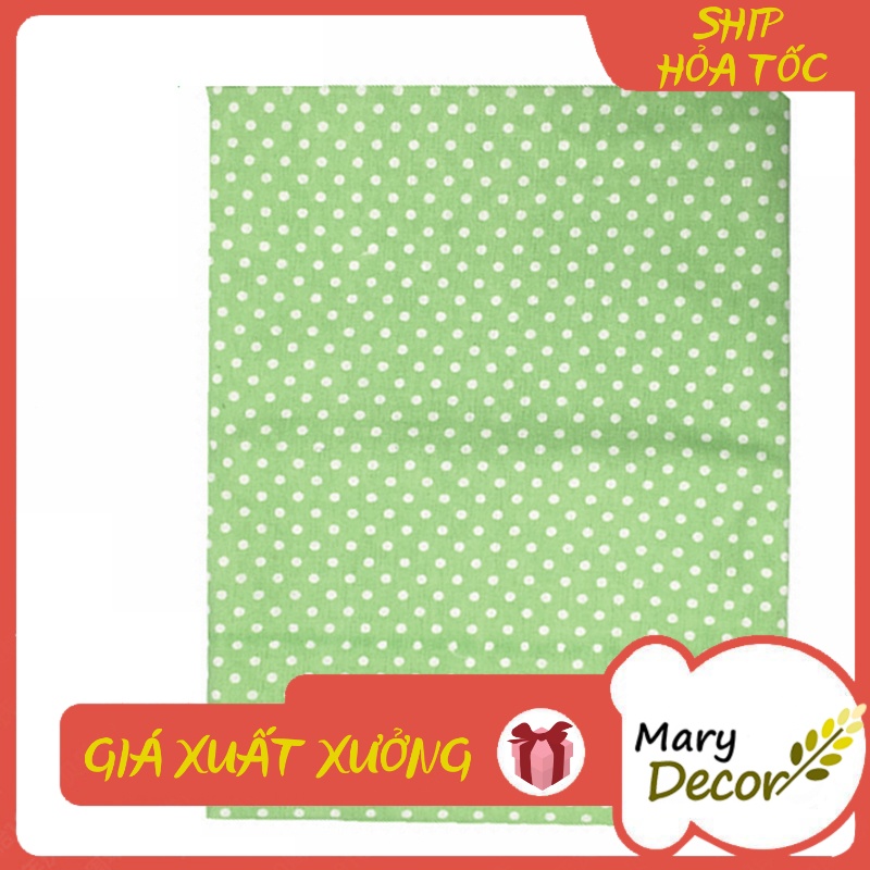 Vải linen họa tiết Chấm bi xanh lá mạ V-C04