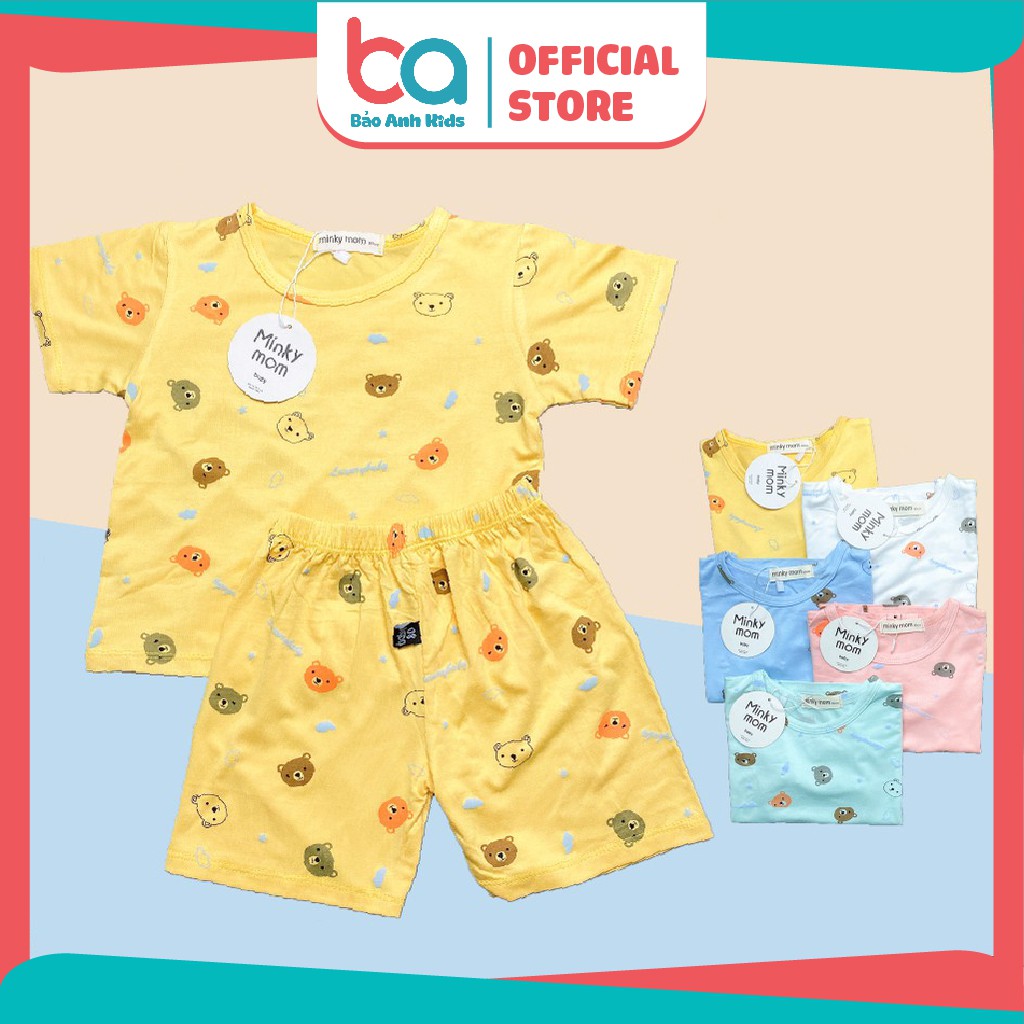 Bộ Cộc Tay Bé Trai Bé Gái  Bộ Thun Lạnh Minky Mom Cho Bé  Co Giãn, Mềm Mịn, Thấm Hút Mồ Hôi