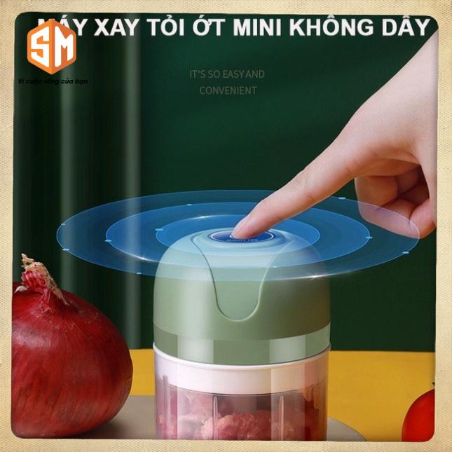 Máy Xay Mini Tỏi Ớt Cầm Tay 250ml Sử Dụng Cổng Sạc USB Siêu Tiện Lợi Mẫu Mới