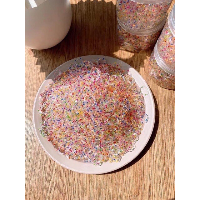 Hộp 1000 thun cột tóc nhiều màu sắc cho bé - Chun Cột Tóc Dumi Shop