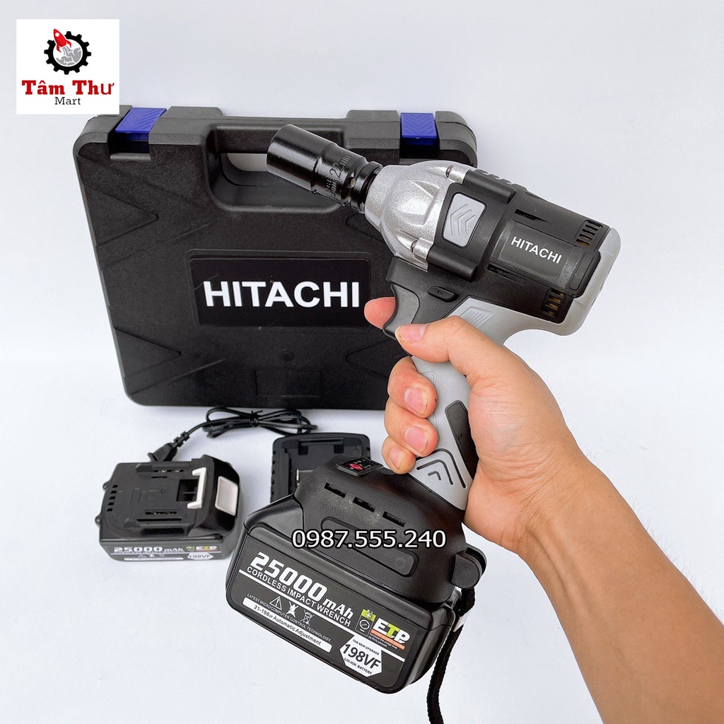 Máy Siết bulong, bắt vit Dùng Pin 198V Hitachi Không Chổi Than