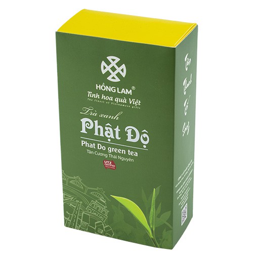 Trà phật độ Hồng Lam, dạng hộp (50gr, 120gr). Khi pha có vị chát nhẹ, ngọt thanh hậu vị