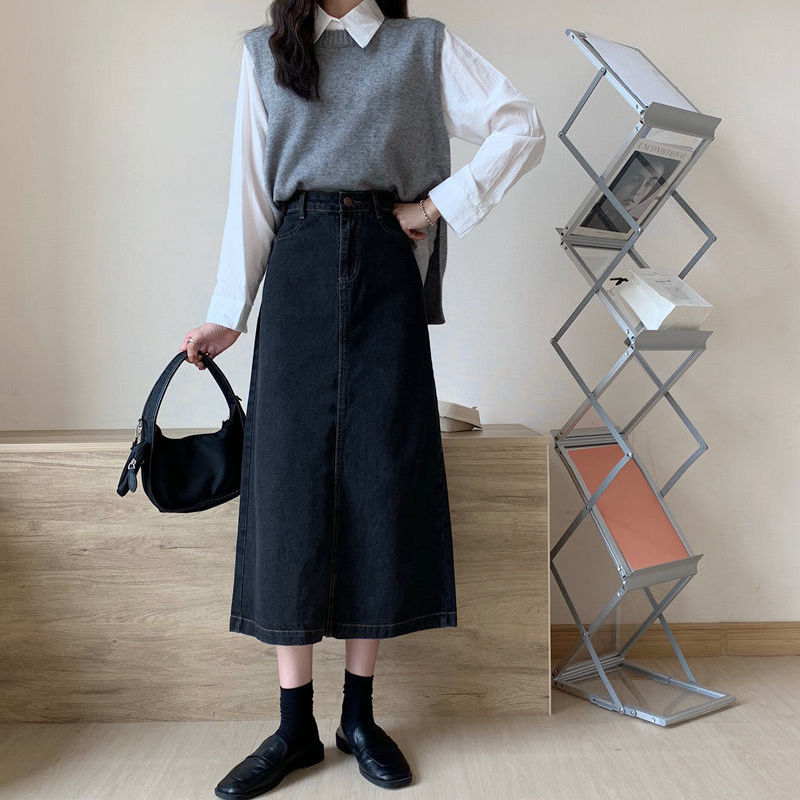 Chân váy denim phong cách Hàn Quốc thời trang cho nữ