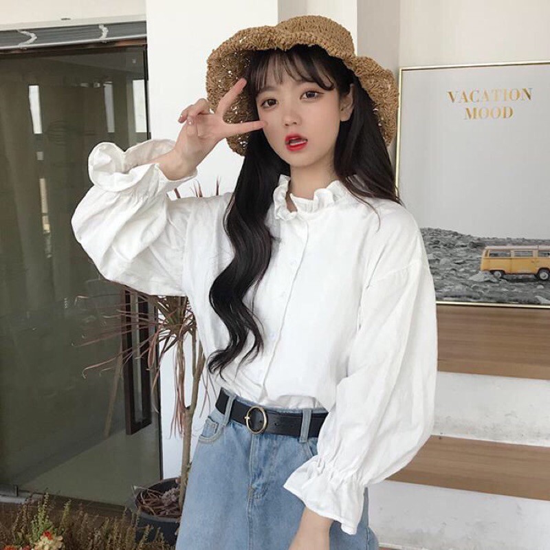 Áo sơ mi tay bèo siêu xinh nữ tính