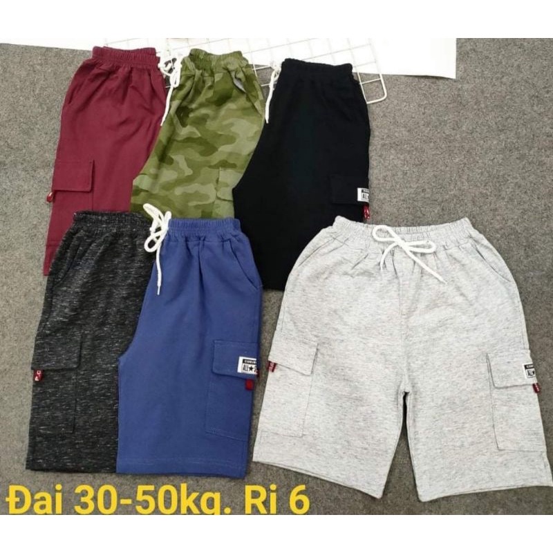 { 25-46KG } Quần ngố đùi bé trai size đại chất cotton co dãn/ quần lửng bé trai