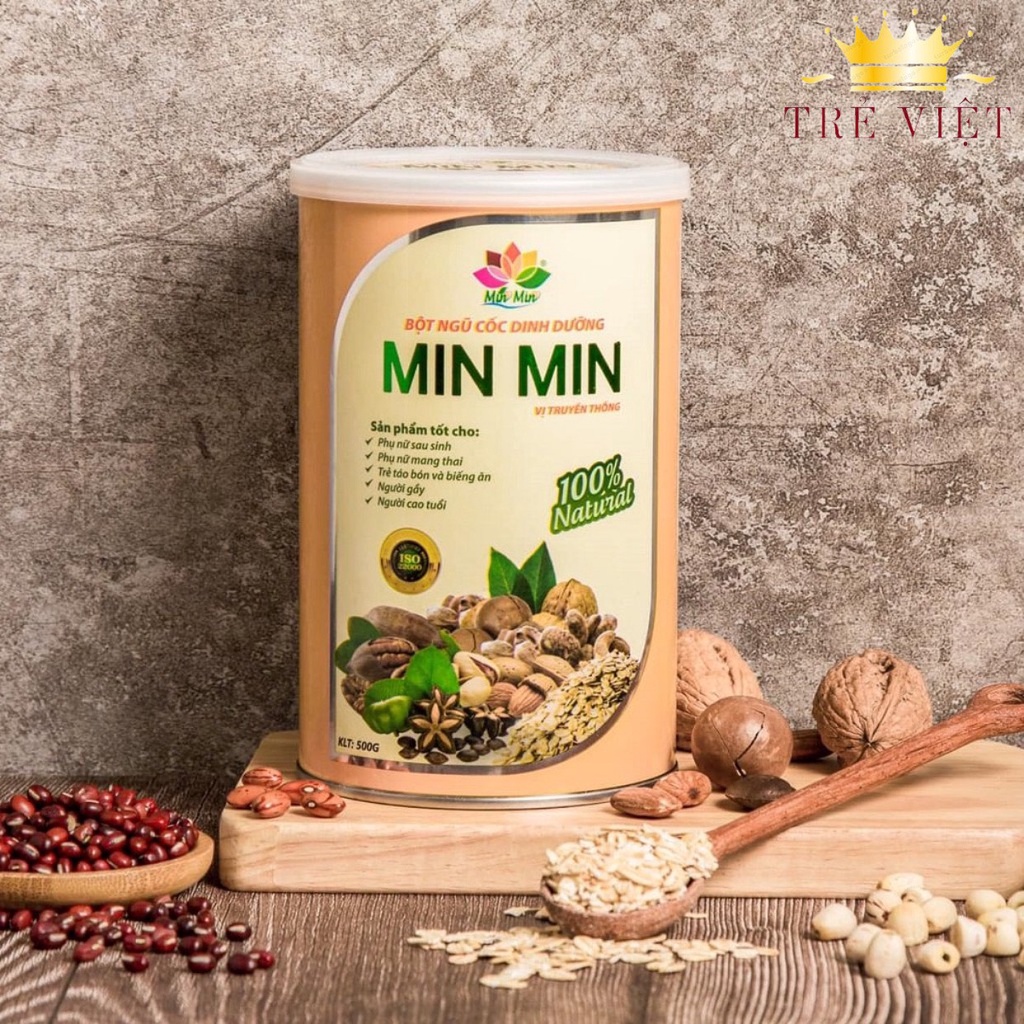 Ngũ cốc lợi sữa Min Min - mẫu mới (500g) giúp mẹ bầu nhiều sữa hơn, ngũ cốc hấp thụ được nhiều dinh dưỡng cho bé