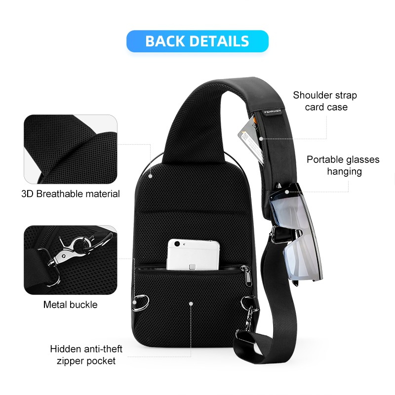 Túi đeo chéo chống nước chống trộm có cổng sạc USB đa năng dành cho nam