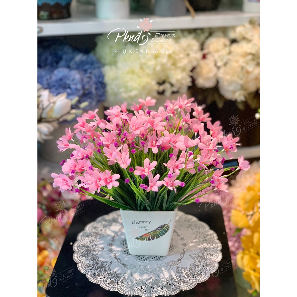 Chậu hoa giả thủy tiên lụa để bàn đẹp PKND FLOWERS & DECOR CH09