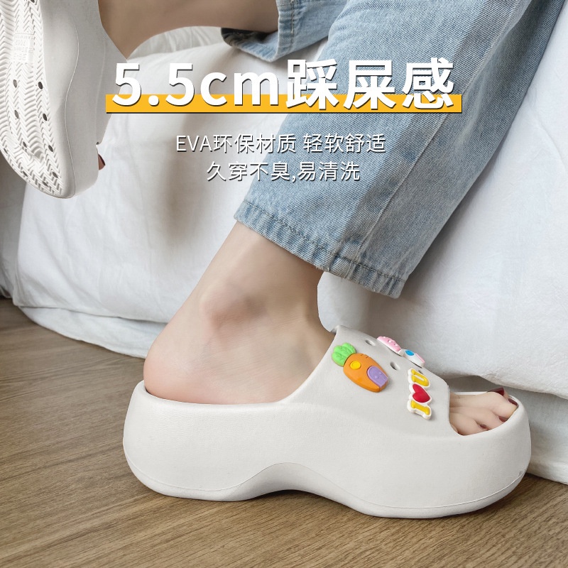 Dép lê nữ xốp đế cong cao 5.5cm nấm cà rôt chất cao su non siêu nhẹ siêu bền hàng hot trend 2022
