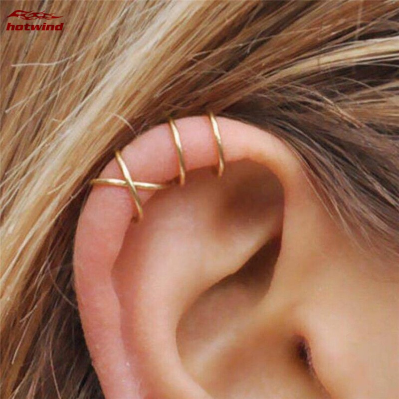 Set 5 khuyên tai rỗng dạng kẹp không xỏ thời trang nữ