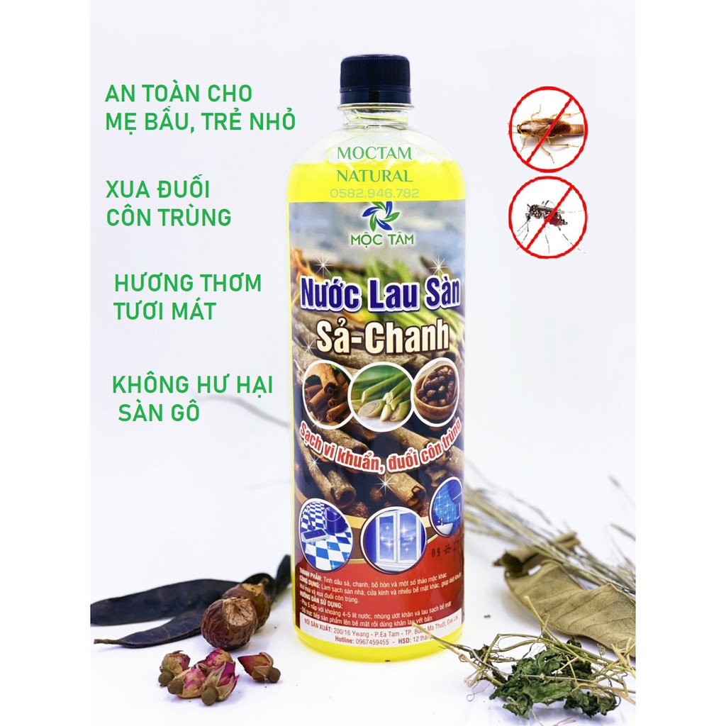 Nước lau nhà thiên nhiên sả quế - sả chanh Mộc Tâm 🍋 khử mùi đuổi muỗi và côn trùng