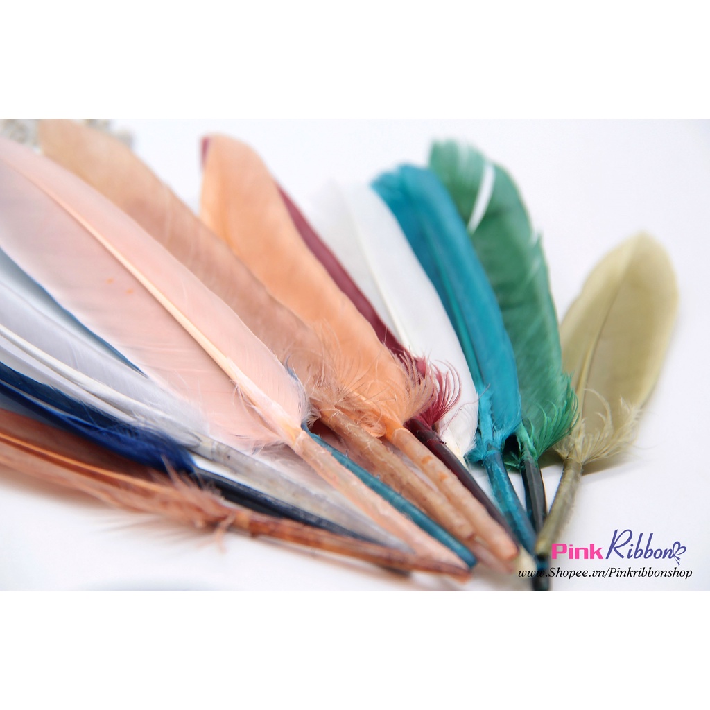 GÓI 10C - Lông vũ tự nhiên phong cách Boho nhiều màu chiều dài từ 12-15cm