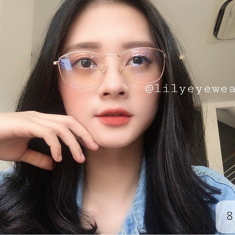 [Mã SKAMPUSHA8 giảm 8% đơn từ 300k] Gọng Kính Cận Kim Loại Viền Mảnh Nam Nữ 8818 Lilyeyewear