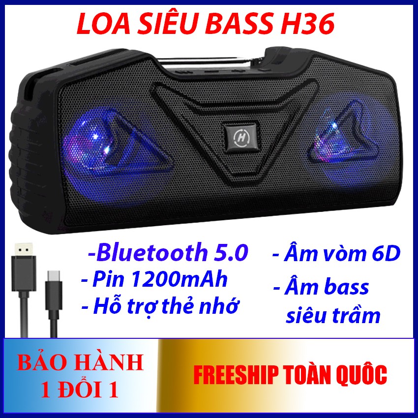 Loa bluetooth 5.0 bass mạnh TWS H36