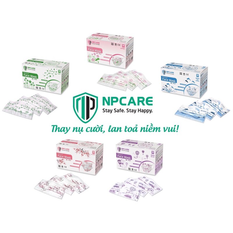 Khẩu trang họa tiết NP Care, 4 lớp kháng khuẩn cao cấp