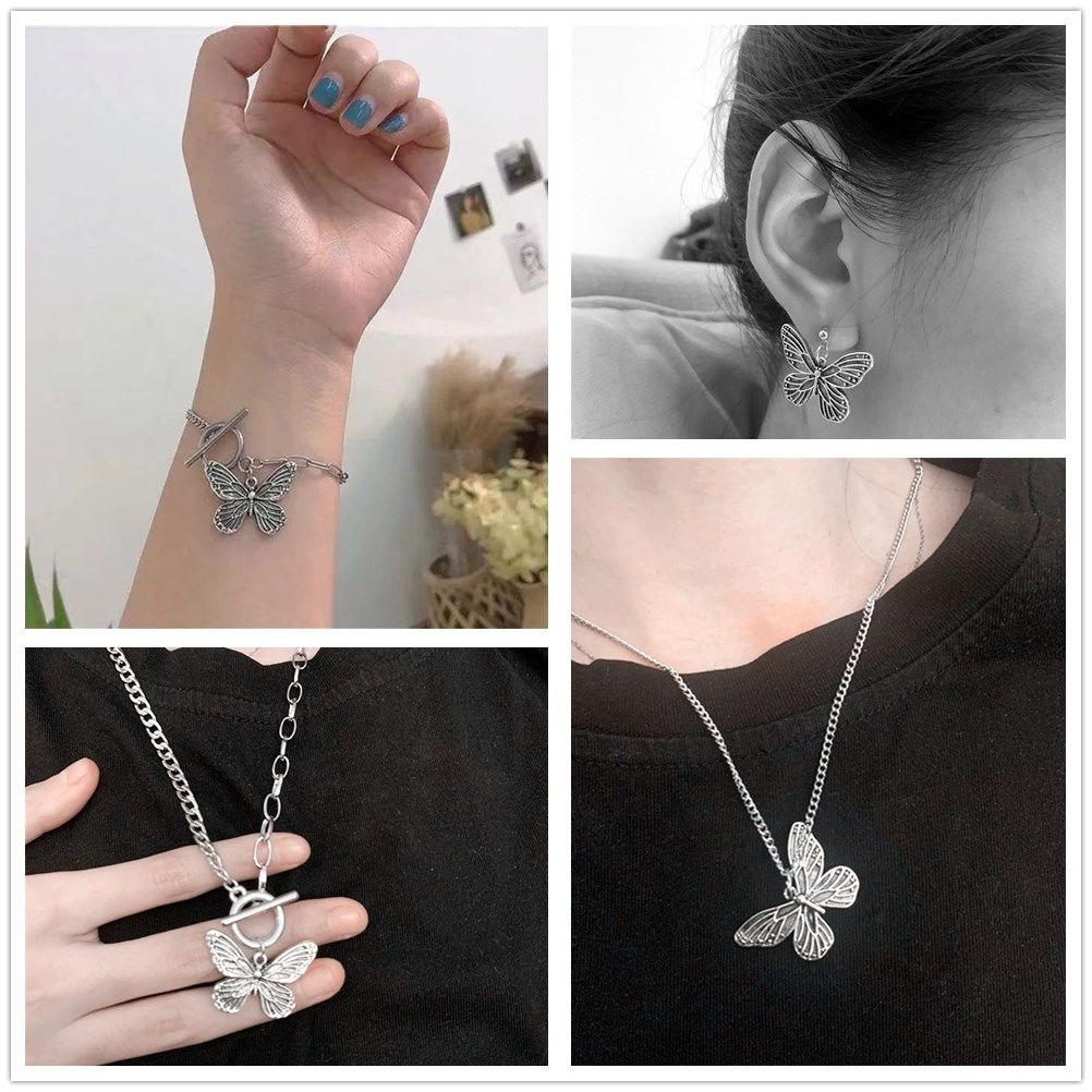 Dây Chuyền/Khuyên Tai/Vòng Tay Mặt Hình Bướm Thời Trang Hàn Quốc Cho Nữ