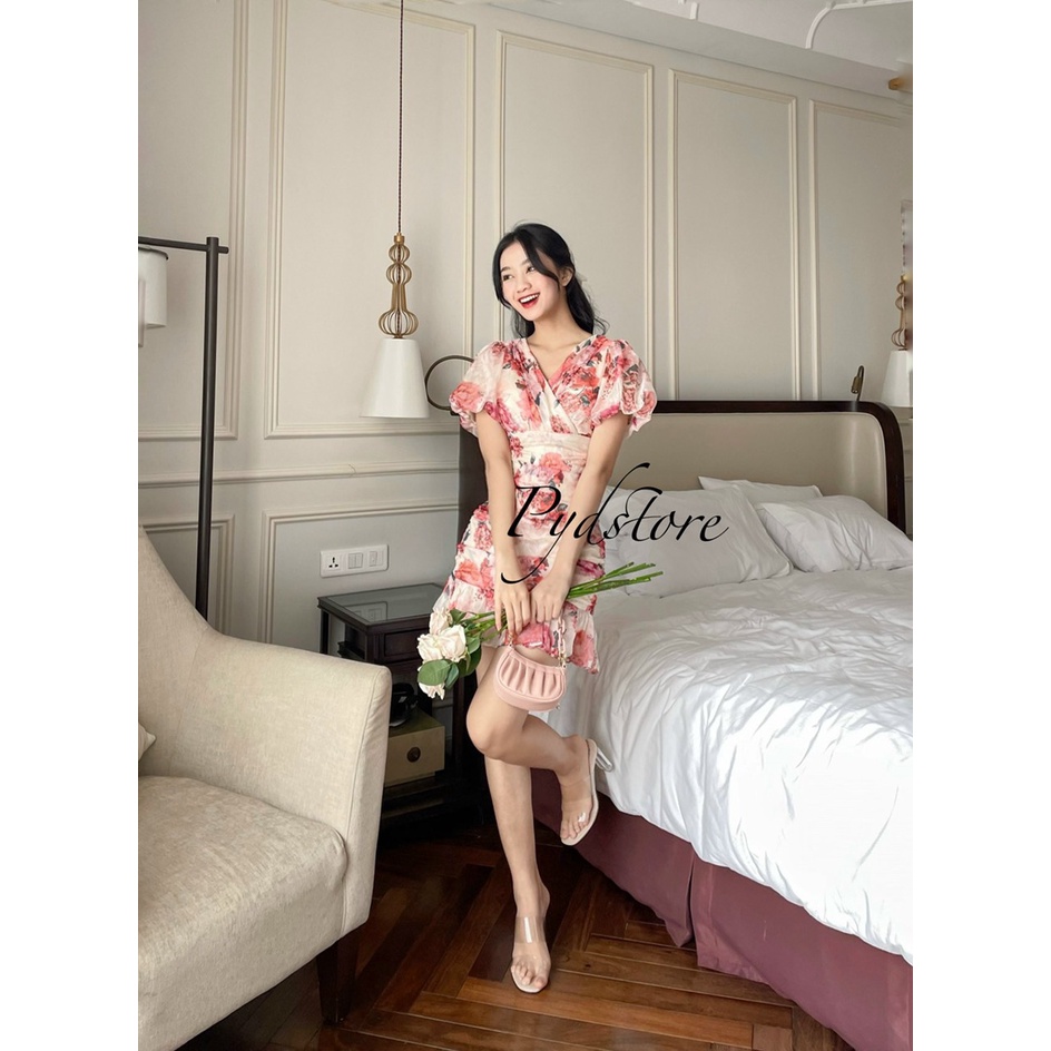Đầm Hoa Tay Phồng + PYDSTORE + FULLSIZE
