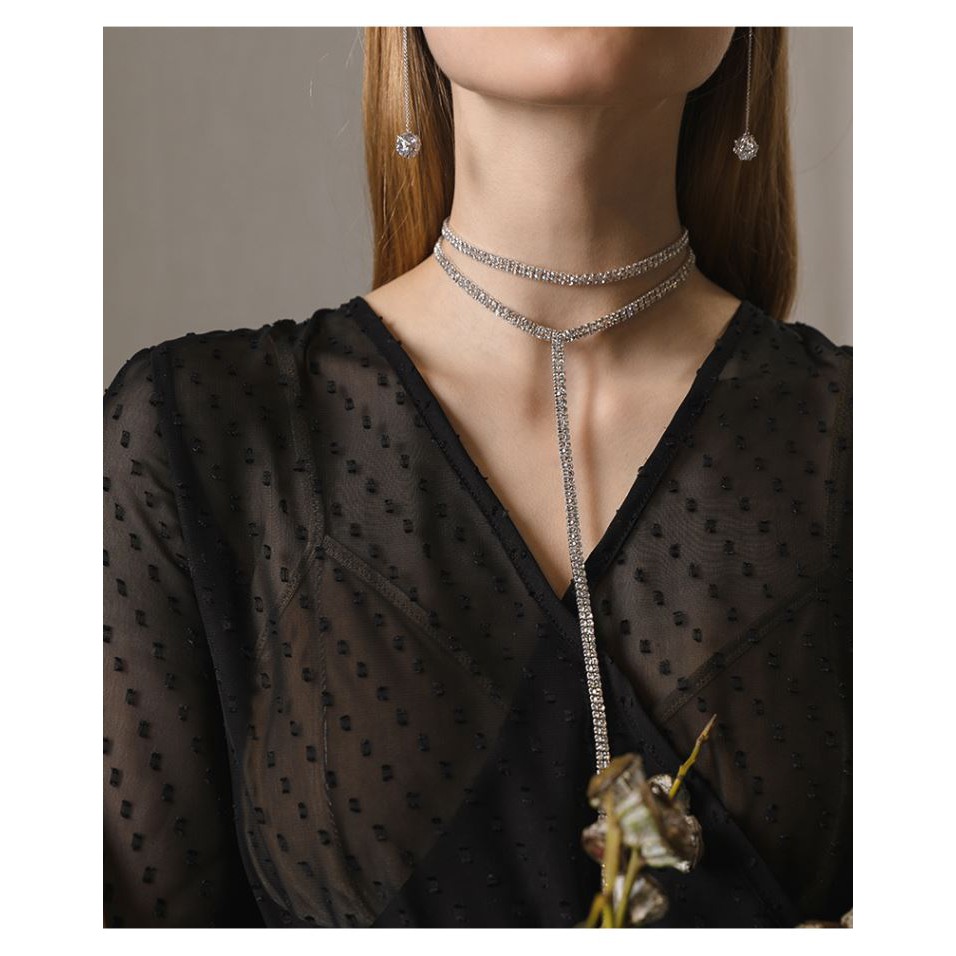 Vòng cổ chocker đá nhân tạo