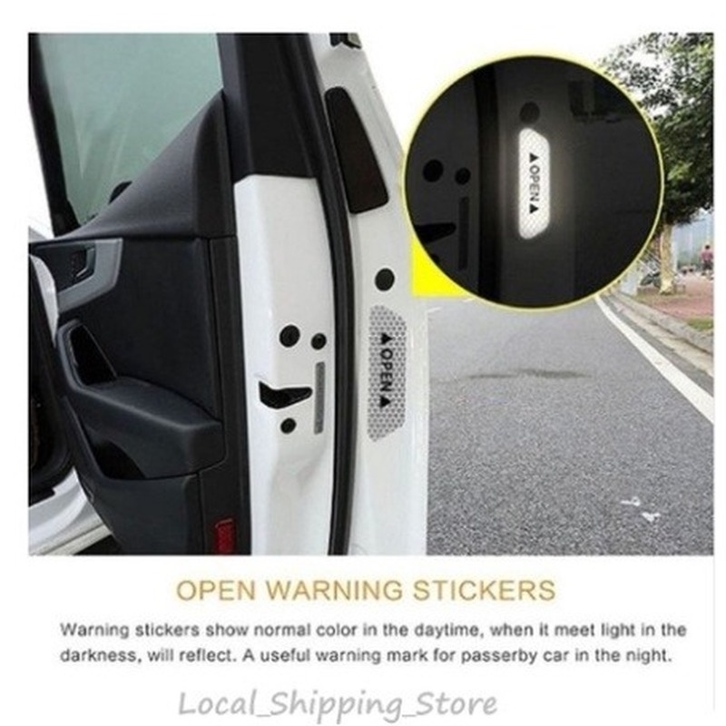 Bộ 4 nhãn dán phản quang trang trí cửa xe hơi tiện lợi