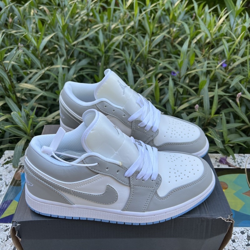 Giày thể thao_Nike_Jordann 1low xám trắng đế xanh giày nam nữ cổ thấp bản trung cao cấp