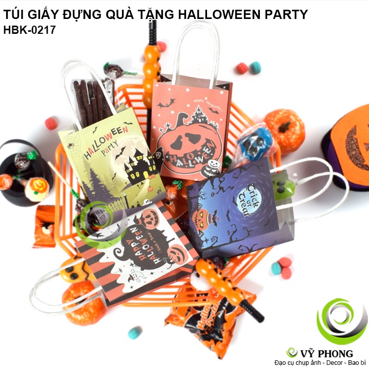 TÚI GIẤY CÓ QUAI XÁCH ĐỰNG BÁNH KẸO HALLOWEEN TÚI ĐỰNG QUÀ TẶNG TIỆC HALLOWEEN LỄ HỘI MA QUỶ HBK-0217