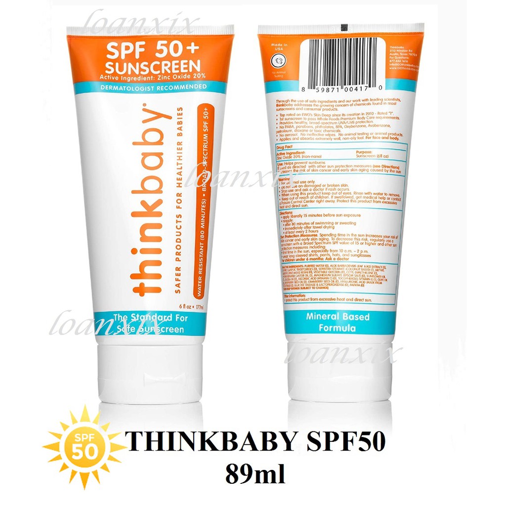 [DATE 2022/2023]KEM CHỐNG NẮNG CHO BÉ THINKBABY SAFE SUNSCREEN BROAD SPECTRUM SPF50 3oz - 89ml