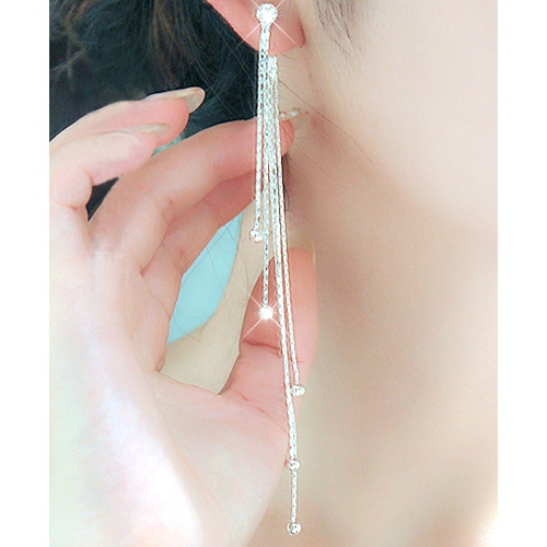 Cặp khuyên tai đính đá lấp lánh dạng tua rua sang trọng dành cho nữ