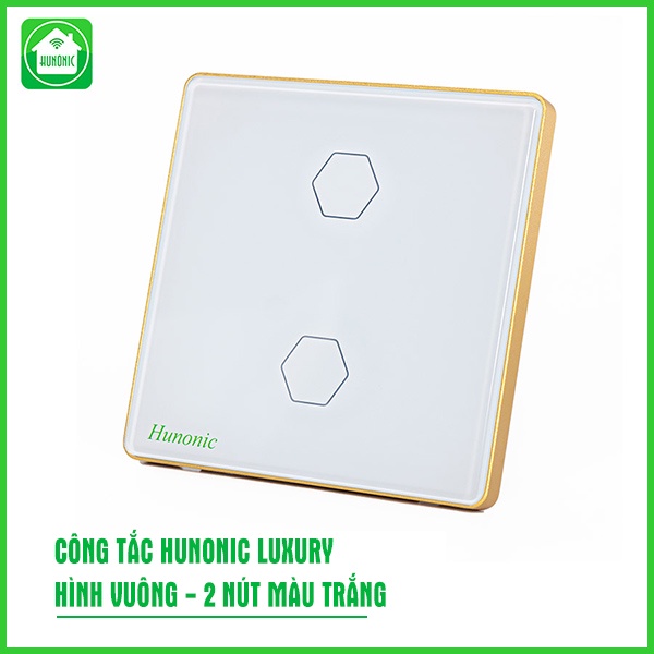 Công Tắc Cảm Ứng Hunonic Luxury Hình Vuông, Điều Khiển Từ Xa Bằng Điện Thoại