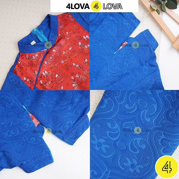 Áo dài bé trai 4LOVA cách tân chất liệu gấm cao cấp thiết kế độc đáo cho mùa lễ hội từ 1 đến 10 tuổi