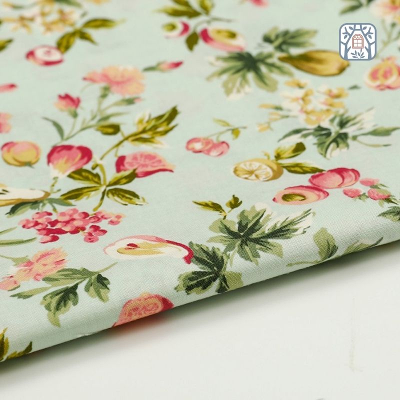 YHD-25 Vải cotton 100% tự nhiên🍒YUWA🍒khổ vải 110cm, hoa quả lựu , quả lê  - vải đẹp handmade, quilt, may quần áo
