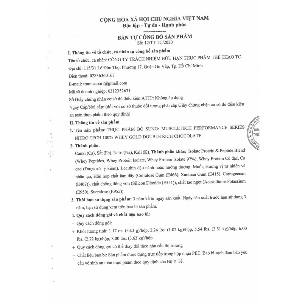 Sữa Tăng Cơ Nitro Tech 100% Whey Gold 5.5lbs