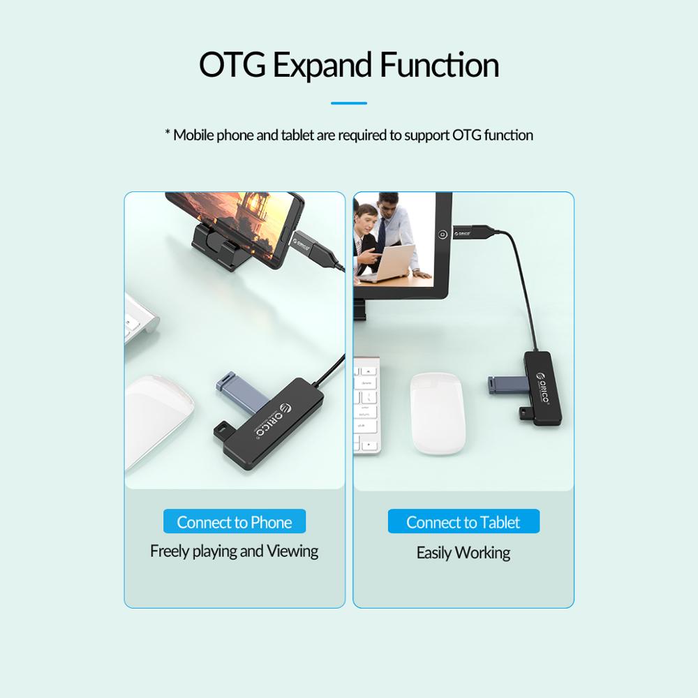 Hub Chia Cổng USB 2.0 4 Cổng ORICO Mini Tốc Độ Cao Cho PC Mac/Windows OTG HUB