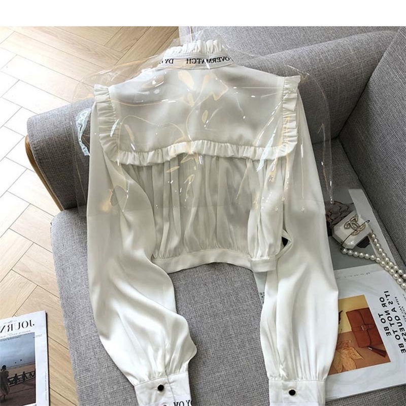 2024 Áo sơ mi CONGRAZIO kiểu vải voan thiết kế nhỏ xinh phong cách Pháp thời trang xuân thu